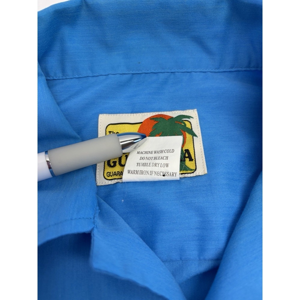 The Genuine Haband Guayabera Blue Mens Medium Cuban Shirt short sleeve Button Up - Picture 4 of 10